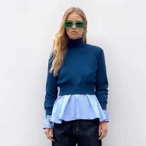 Zara Shoulder Pad Knit Cropped Top